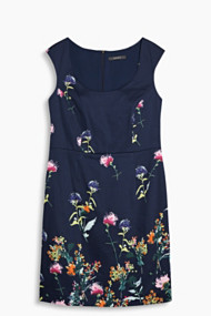 Esprit Kokerjurk van piqué/stretch Navy for Women