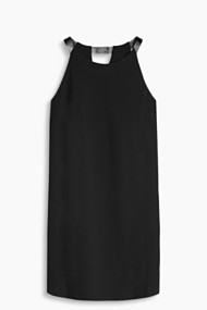 Esprit Crêpe jurk met imitatieleren details Black for Women