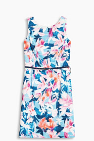 Esprit Kokerjurk met riem, katoen/stretch Blue for Women