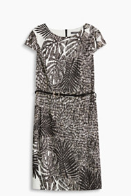 Esprit Kokerjurk met print, katoen met stretch Black for Women