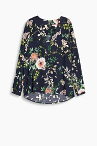 Esprit Verfijnde printed blouse met fijne structuur Navy for Women
