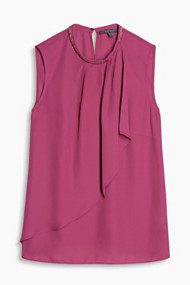 Esprit Soepele laagjestop met volants Berry Red for Women
