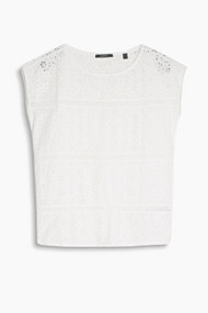 Esprit Top met siergaatjes, 100% katoent Off White for Women