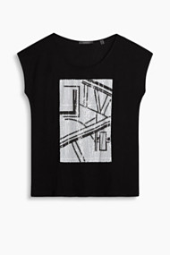 Esprit Soepel shirt met pailletjes Black for Women