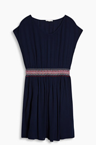 Esprit Luchtige crinkled jurk met bestikte taille Navy for Women