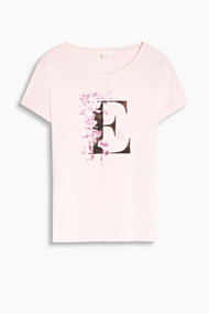 Esprit T-shirt met glansprint, 100% katoen Light Pink for Women