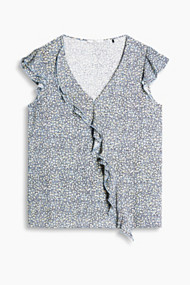 Esprit Fijne blouse met millefleurs en volant Light Blue for Women