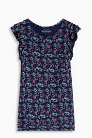Esprit Soepel shirt met millefleursprint Navy for Women