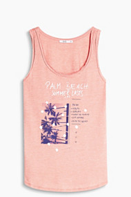 Esprit Slub jersey top met print voor Salmon for Women