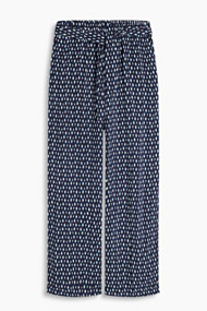Esprit Soepele, geweven broek met print en riem Navy for Women