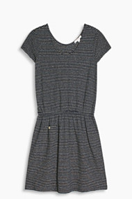 Esprit Gestreepte jersey jurk van een linnenmix Navy for Women