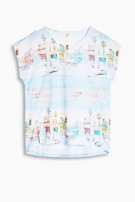 Esprit Soepel shirt met Havana-print White for Women