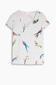 Esprit Gemêleerd shirt met kleurrijke vogelprints Light Grey for Women