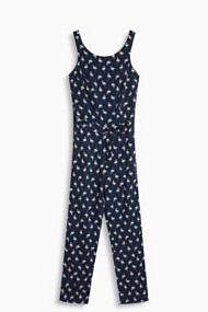 Esprit Soepele, geweven jumpsuit met print Navy for Women