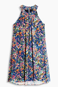 Esprit Soepele crêpe jurk met bloemenprint Navy for Women