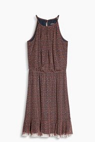 Esprit Vrouwelijke mesh jurk met print en volant Navy for Women