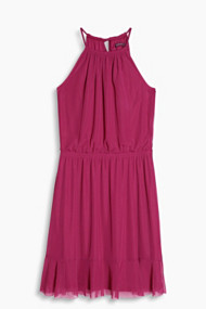 Esprit Feminiene jurk van mesh met zoomvolant Berry Red for Women