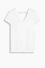 Esprit Soepele crêpe blouse met dubbele V-hals Off White for Women