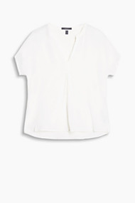 Esprit Soepele Henley-blouse met plooi Off White for Women