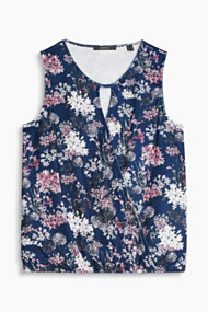 Esprit Soepele jersey stretchtop met print Navy for Women