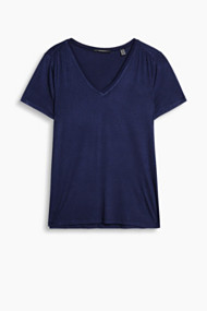 Esprit Elastisch shirt met transparant meshrandje Navy for Women