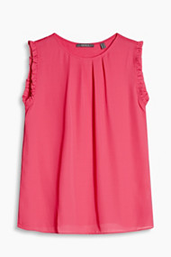 Esprit Fijne, soepele top met ruches Pink Fuchsia for Women