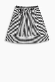 Esprit Gestreepte plooirok van een katoenmix Black for Women