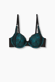 Esprit Gewatteerde balconette-bh van kant Black for Women