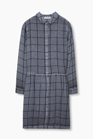 Esprit Geruite jurk met washed look Navy for Women