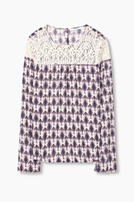 Esprit Soepele blouse met kanten inzet Dark Pink for Women