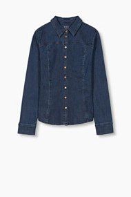 Esprit Getailleerde blouse van denim Blue Dark Washed for Women