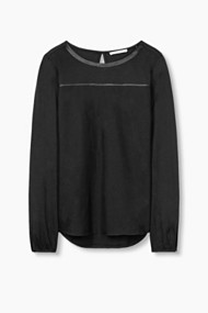 Esprit T-shirt met pailletjes, materiaalmix Black for Women
