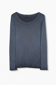 Esprit Washed longsleeve, 100% katoen Navy for Women