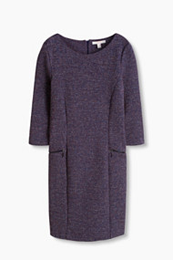 Esprit Kokerjurk van gestructureerd tweed Navy for Women