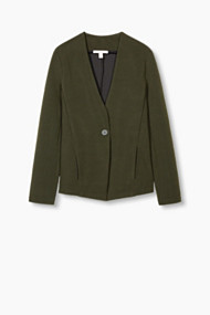 Esprit Jersey blazer met ribstructuur Khaki Green for Women