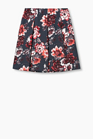 Esprit Plooirok van piqué met bloemenprint Black for Women