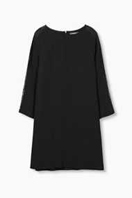 Esprit Crêpe shirtjurk met kant Black for Women