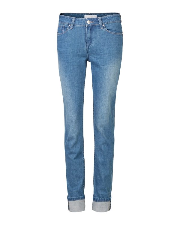 Dames mid rise slim straight jeans