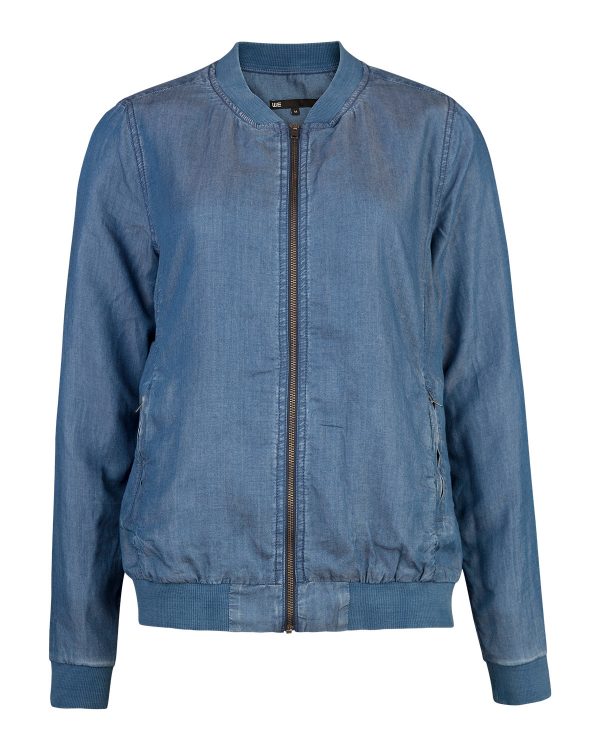 Dames denim look bombervest