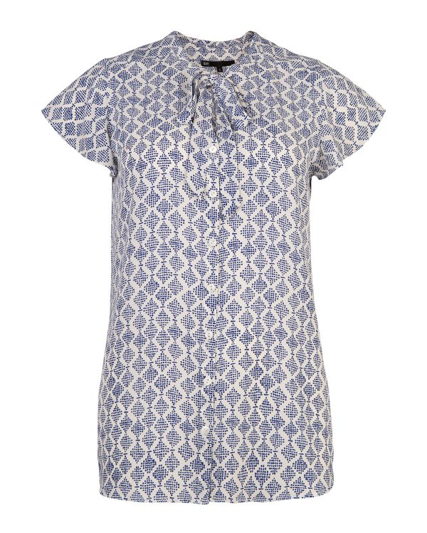 Dames graphic print tie blouse