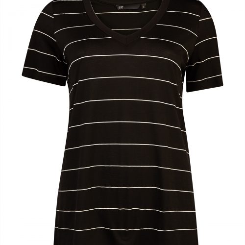 Dames lyocell stripe v-neck t-shirt