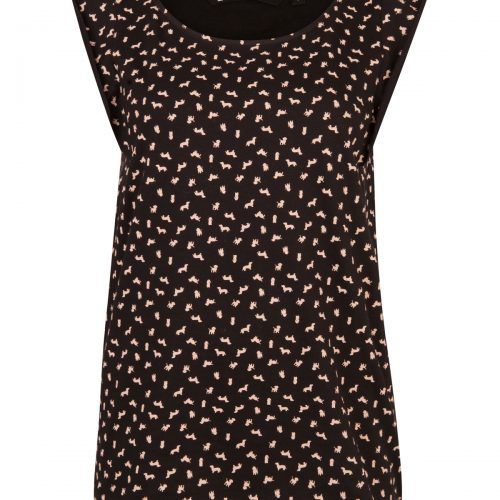 Dames dog print ruffle top
