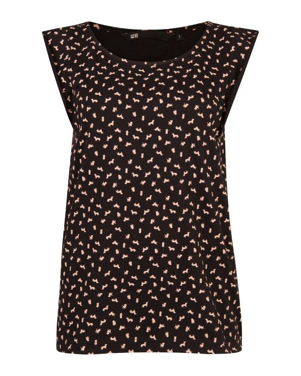 Dames dog print ruffle top