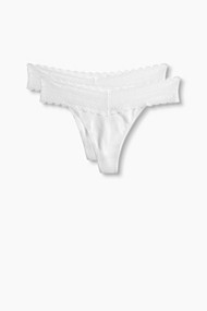 Esprit Strings met kantrandje in duopak White for Women