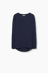 Esprit Soepele blouse met turn-up-mouwen Navy for Women
