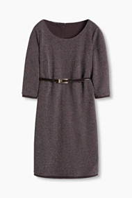 Esprit Tweekleurige sweatjurk met lakceintuur Dark Brown for Women