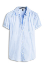 Esprit Poplin blouse met krijtstrepen en stretch Pastel Blue for Women