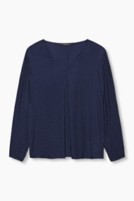 Esprit Soepele crêpe blouse met plooi voorop Navy for Women