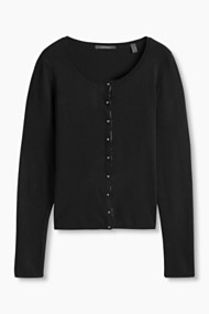 Esprit Fijngebreid vest met bolle knopen Black for Women