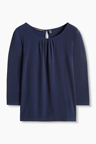 Esprit Basic shirt van shiny jersey Navy for Women